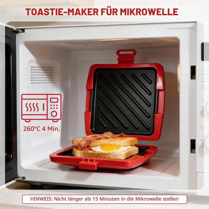 Sandwichmaker Mikrowellen, Silikon Sandwichtoaster 16 x 16 cm, Kontaktgrill Abnehmbare Platten und S