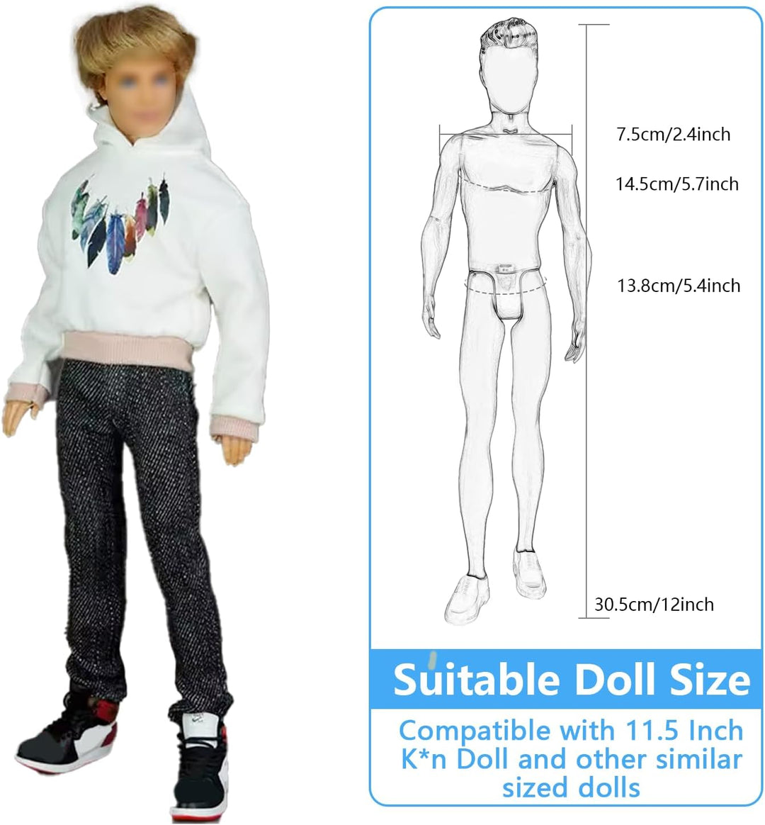 22 Fashion Kleidung und Zubehör Kompatibel mit 11.5 Zoll Boy Puppen, Enthält 7 Bekleidung 7 Paar Hos