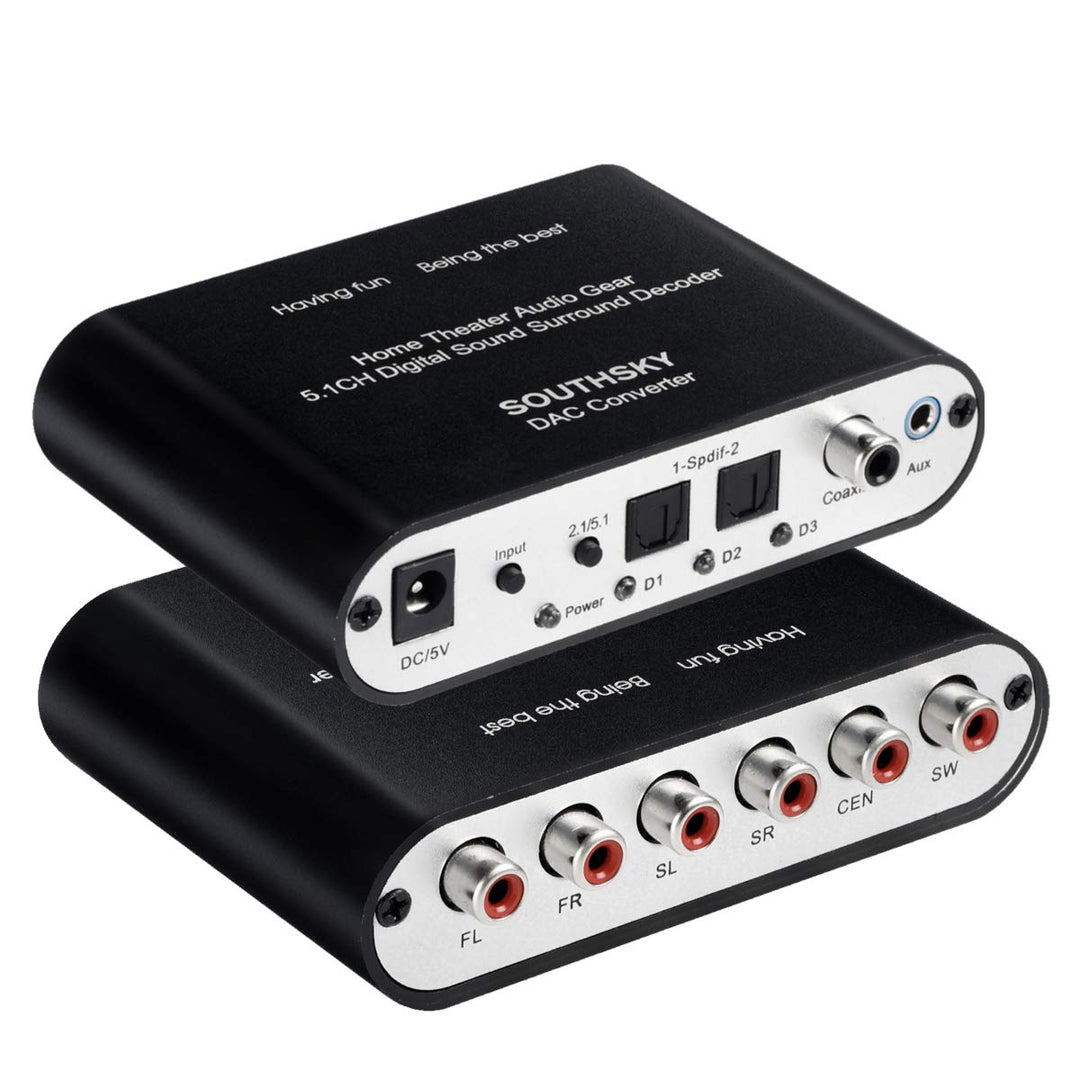 SOUTHSKY 5.1 digitaler Soundkonverter - Optisches/koaxiales SPDIF zu 5.1 CH analogem Audio (Cinch-Au