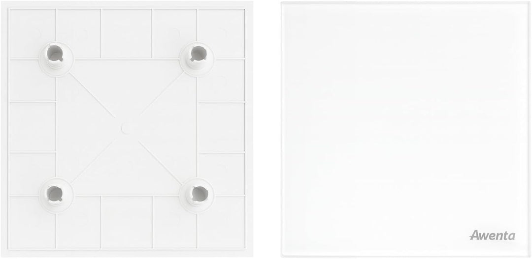 MKK Lüfter Abluftventilator Wohnraumlüfter Echtglas Designfront matt weiss IPX4 Wandmontage Badlüfte