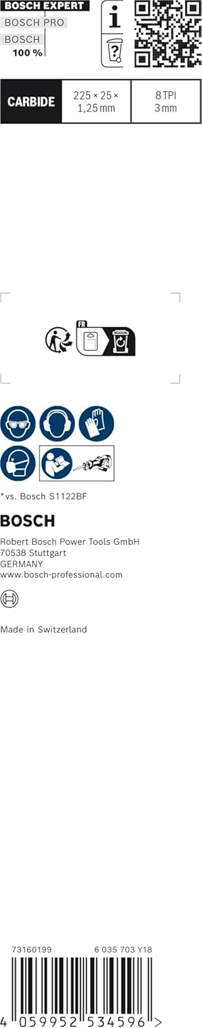 Bosch Professional 3x Expert ‘Thick Tough Metal’ S 1155 CHC Säbelsägeblatt (für Zäher Stahl, Gusseis