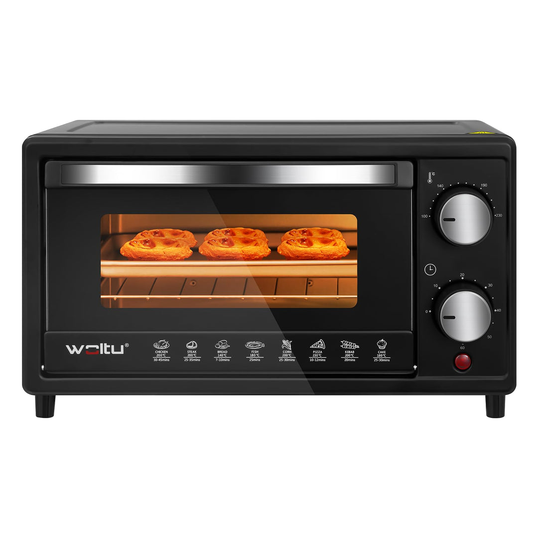 WOLTU Minibackofen 12 Liter, 800 Watt Toasterofen | Pizzaofen | Backblech mit Timer Mini Backofen fü