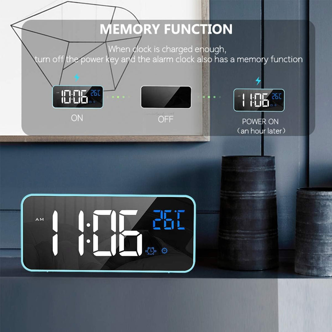 HOMVILLA Wecker, Wecker Digital mit Grosse LED Temperaturanzeige, Digitaler Wecker mit Dual Alarm, S