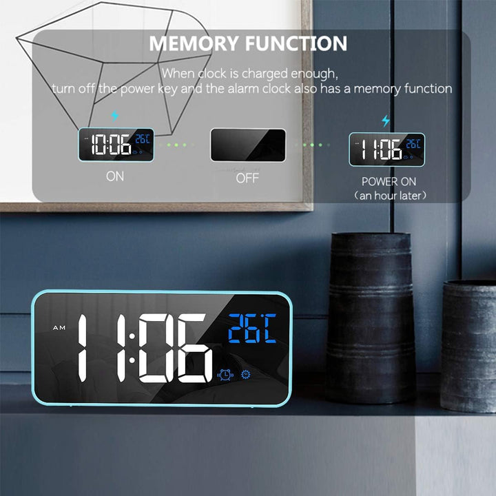 HOMVILLA Wecker, Wecker Digital mit Grosse LED Temperaturanzeige, Digitaler Wecker mit Dual Alarm, S