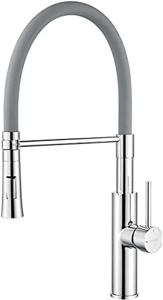 Ibergrif M22115-9 - Professionelle Küchenarmatur mit Brause, Wasserhahn für Küche mit Grau/Silber Fl