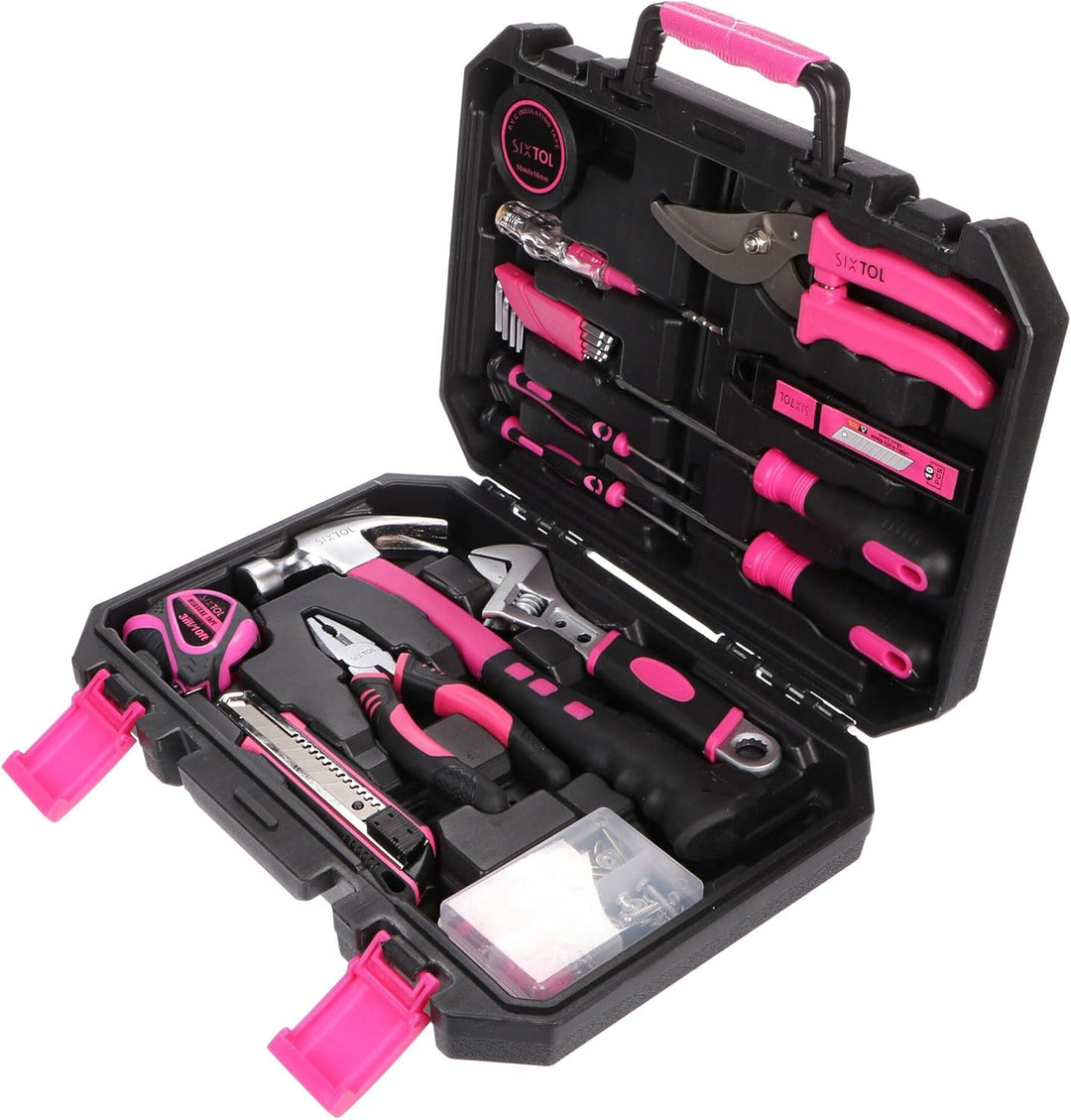 SIXTOL HOME PINK 88 Werkzeugset im Koffer | Für den Heimgebrauch | Werkzeug-Koffer | Schrauber-Bits