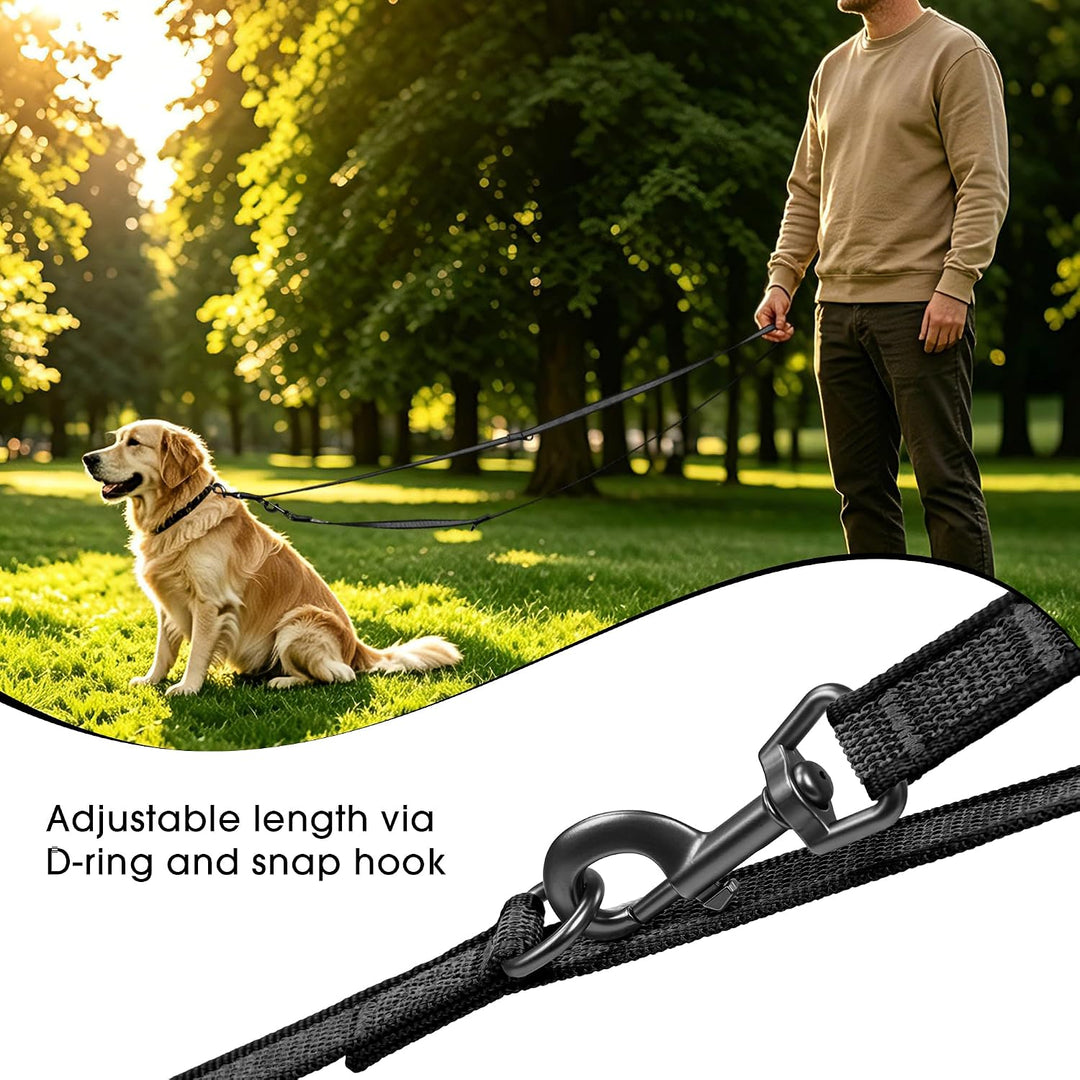 Wisedog 3m Schwarz doppelendige gummierte Hundeleine Leichtgewichtige Hands Free Leine für Hund ruts