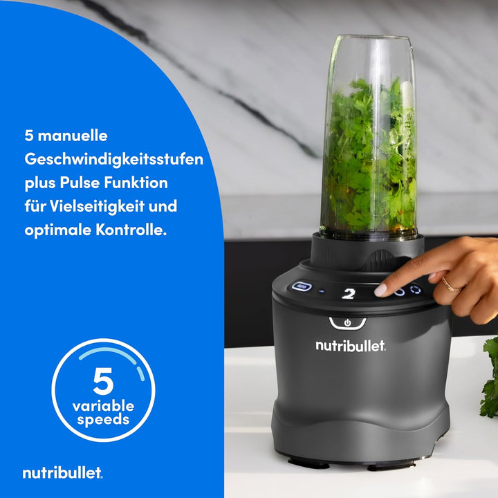 nutribullet SmartSense Mixer Combo NBF550DG, Standmixer mit 5 Geschwindigkeiten und Puls-Funktion, 1