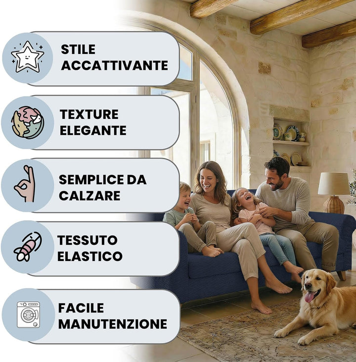 Sogni e capricci CD-FASH-BLU SCURO-2P “Fashionable” Sofa Abdeckung, Dunkel blau, 2 Plätze Dunkel Bla
