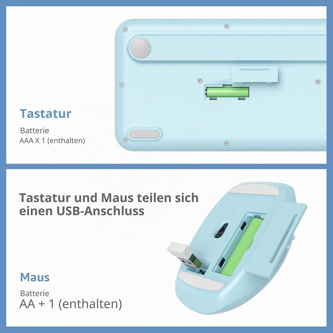 SOLIDEE Buntes kabellose Tastatur und Maus-Kombination,2.4GHz Retro Schreibmaschine Tastatur,104 Tas