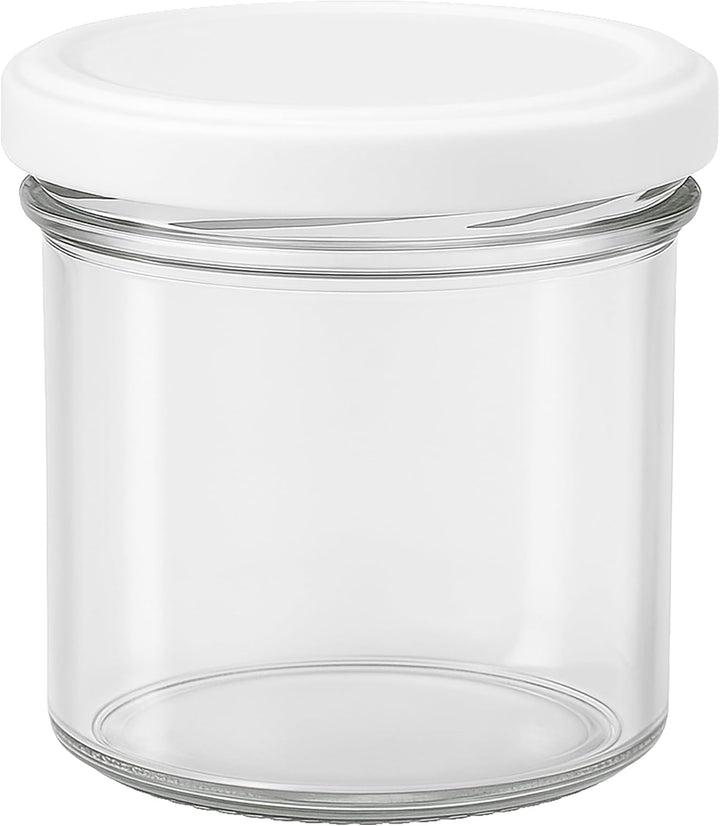 Vitrea 25x Marmeladengläser 125 ml - mit Deckel Weiss TO 66 - Einmachgläser zum befüllen mit Schraub