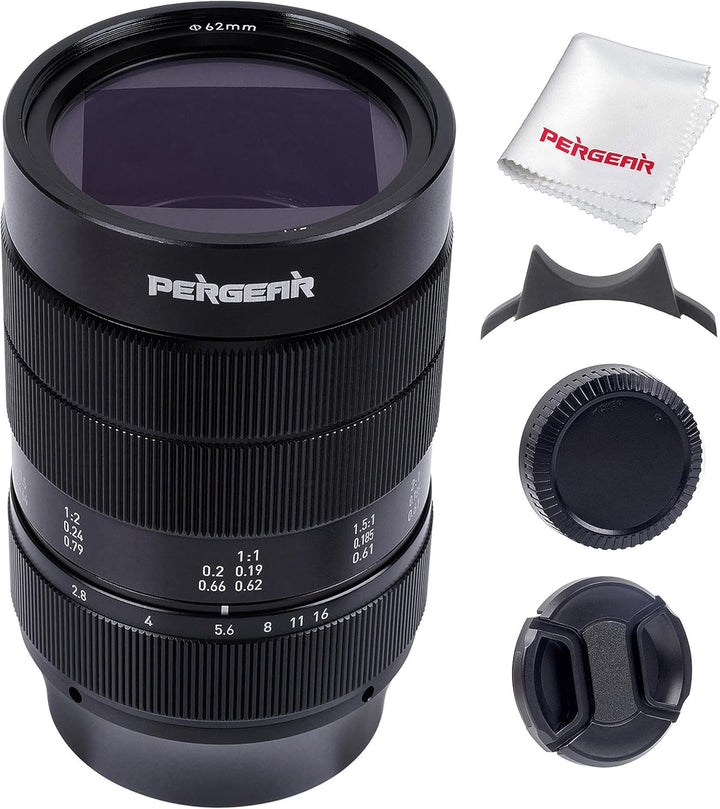 PERGEAR 60mm F2.8 II Ultra-Makro-Objektiv mit 2-facher Vergrösserung, kompatibel mit spiegellosen Vo