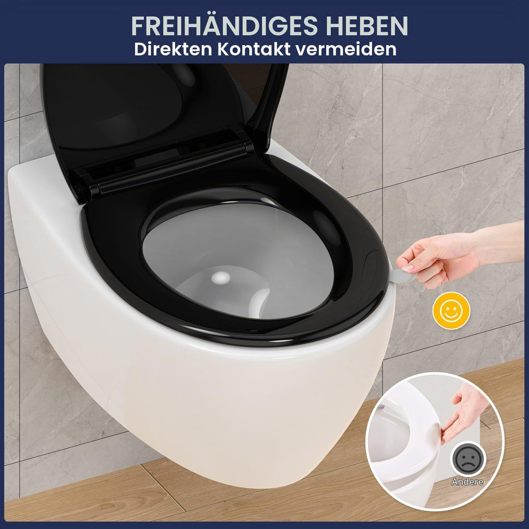 YEAUPE PRO Toilettendeckel mit Absenkautomatik O Form, WC-Sitz mit Quick-Release-Funktion und Softcl