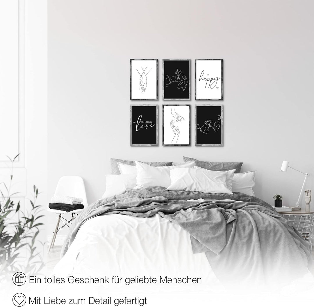 Novart Wandbilder Set - KOMPLETT AUFHÄNGFERTIG - Made in Germany - Moderne Bilder Love Wohnzimmer Sc
