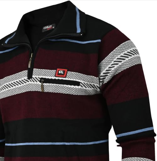 Soltice Herren Langarm Sweatshirt mit Brusttasche, Gestreifter Strickpullover mit Kragen, Meliert, W