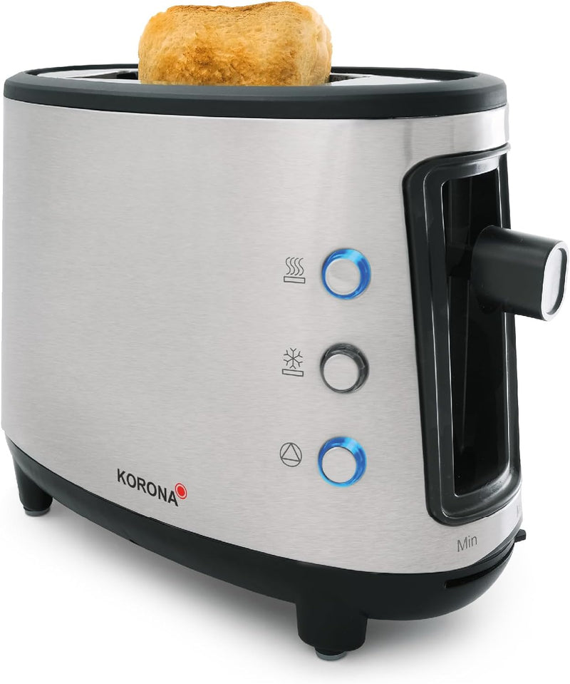 Korona 21304 Single-Toaster Ein-Scheiben-Toaster Hochwertiges Edelstahlgehäuse Brötchenaufsatz Krüme