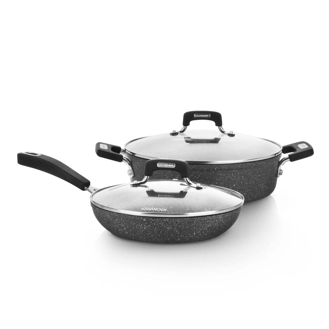 KASANOVA New Petra Dark Topf-Set – Töpfe und Pfannen für Induktion und Backofen bis 180°C, Antihaft-