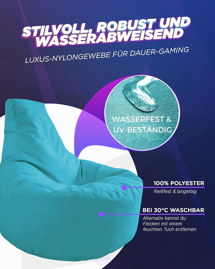 PATCH HOME Gamer Sessel mit Reissverschluss Lounge Kissen Sitzsack Sitzkissen Bean Bag In & Outdoor