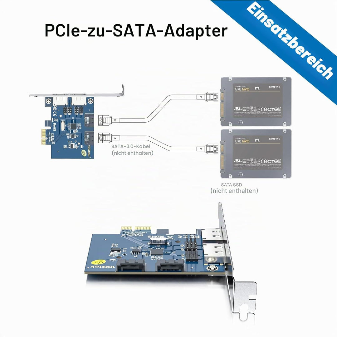 2 Port eSATA3.0 or 2 Port SATA3.0 Non-Raid Controller Card, X1, with 2 SATA Cable, Support SSD and H