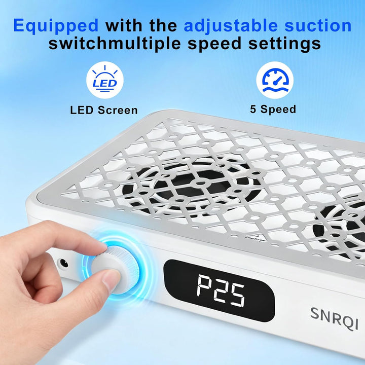 Professionell Staubabsaugung für Nägel,Einstellbarer 7000PRM Nagel Staubsauger,120W Doppelte Saugsta