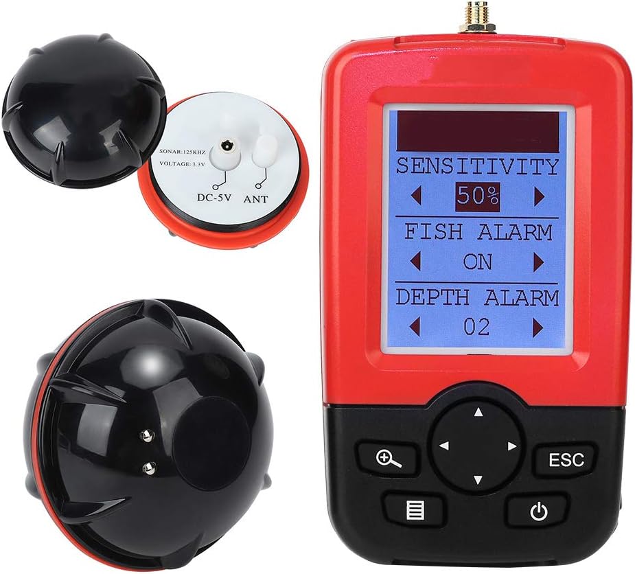 Tragbare Fish Finder Wireless Sonar Sensor Fischköder Echolot mit Wassertemperatur Tiefe Farbdisplay