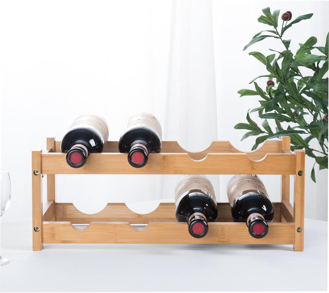 Weinregal, Klein Flaschenregal Lagerung Halter, Natürliche Flaschenhalter aus Bambus, Wein Flaschen