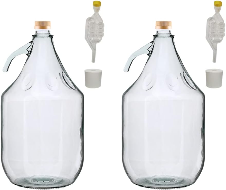 Demijohn 5 l (5000 ml) mit Schraubverschluss – Luftschleuse, Stumpfflasche Cider Carboy 1 Gallone, W