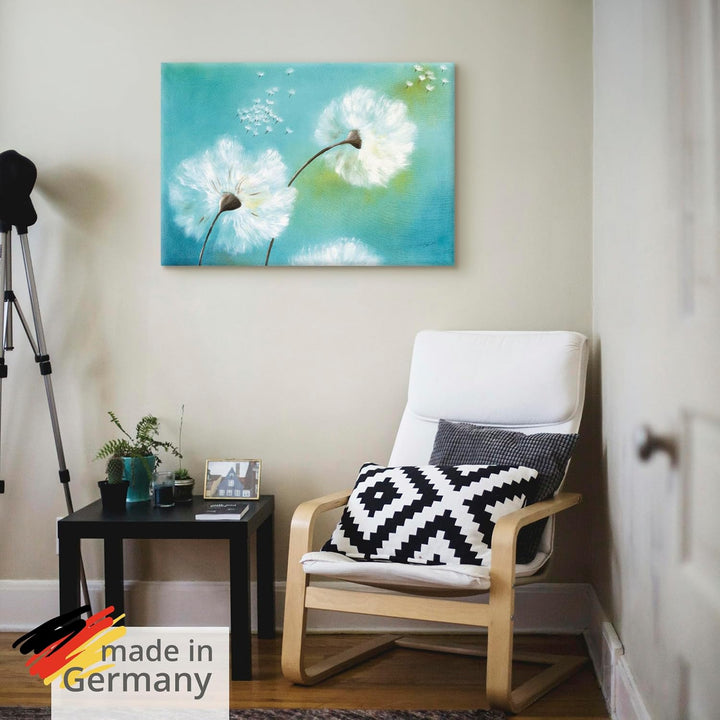 Artland Leinwandbild Wandbild Bild auf Leinwand 100x70 cm Wanddeko Pusteblume Blumen Landhaus Shabby