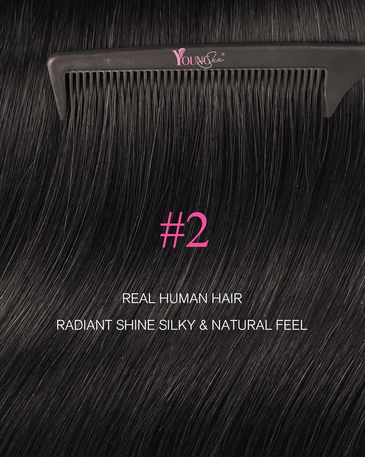 YoungSee Tape Extensions Echthaar Braun Echthaar Extensions Tape Kurz 30cm Tape in Extensions Echtha