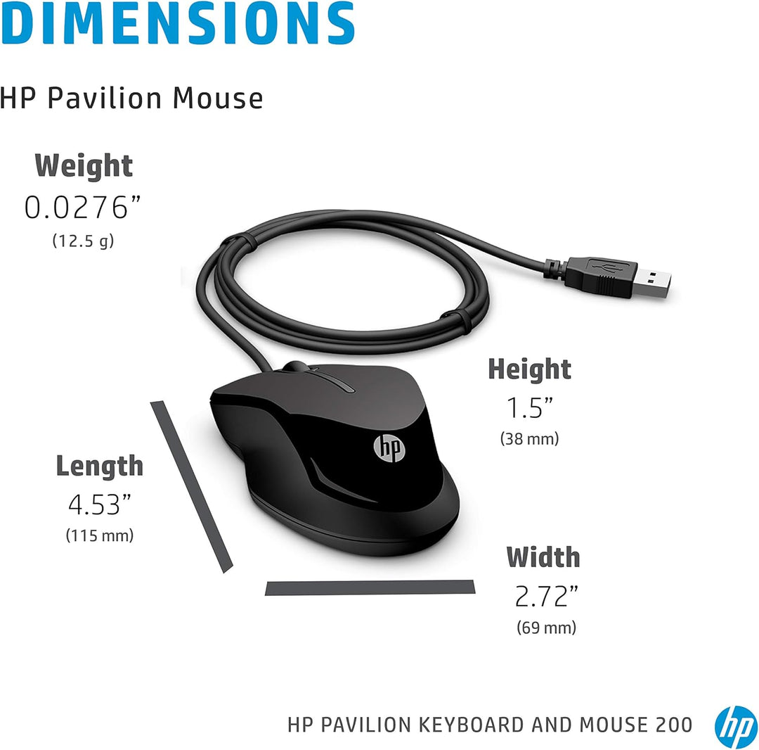HP Pavilion 200 kabelgebundene Tastatur und Maus - (1600 DPI, USB 2.0-Anschluss, LED-Anzeige, Window