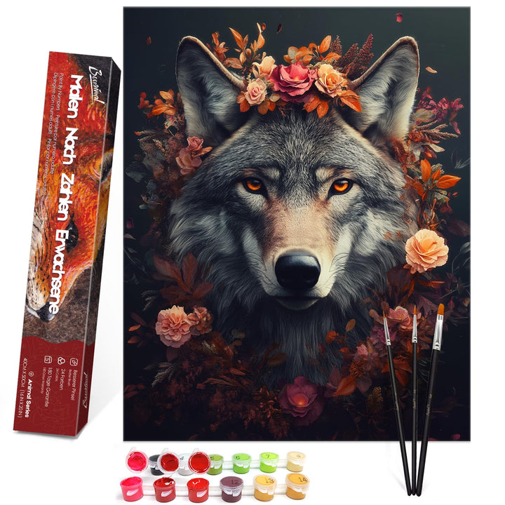 Bougimal Malen Nach Zahlen Erwachsene Tiere Ohen Rahmen inklusive Pinsel und Acrylfarben - 40 x 50 c