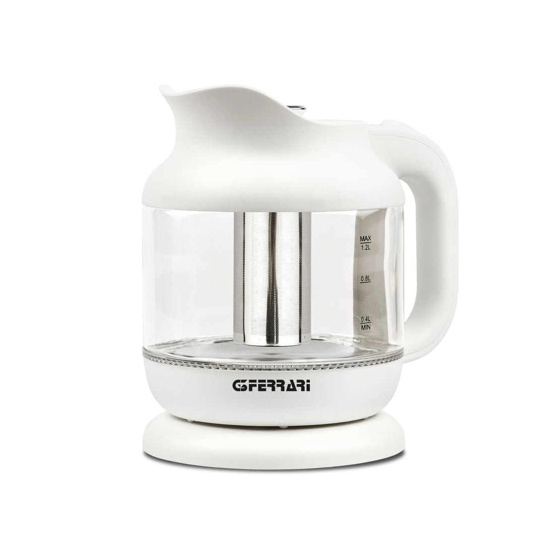 G3 Ferrari G10193 "Idilio", Glas Wasserkocher &amp; Teemaschine, 1,2L, Teekanne mit Edelstahlsieb, Teeko