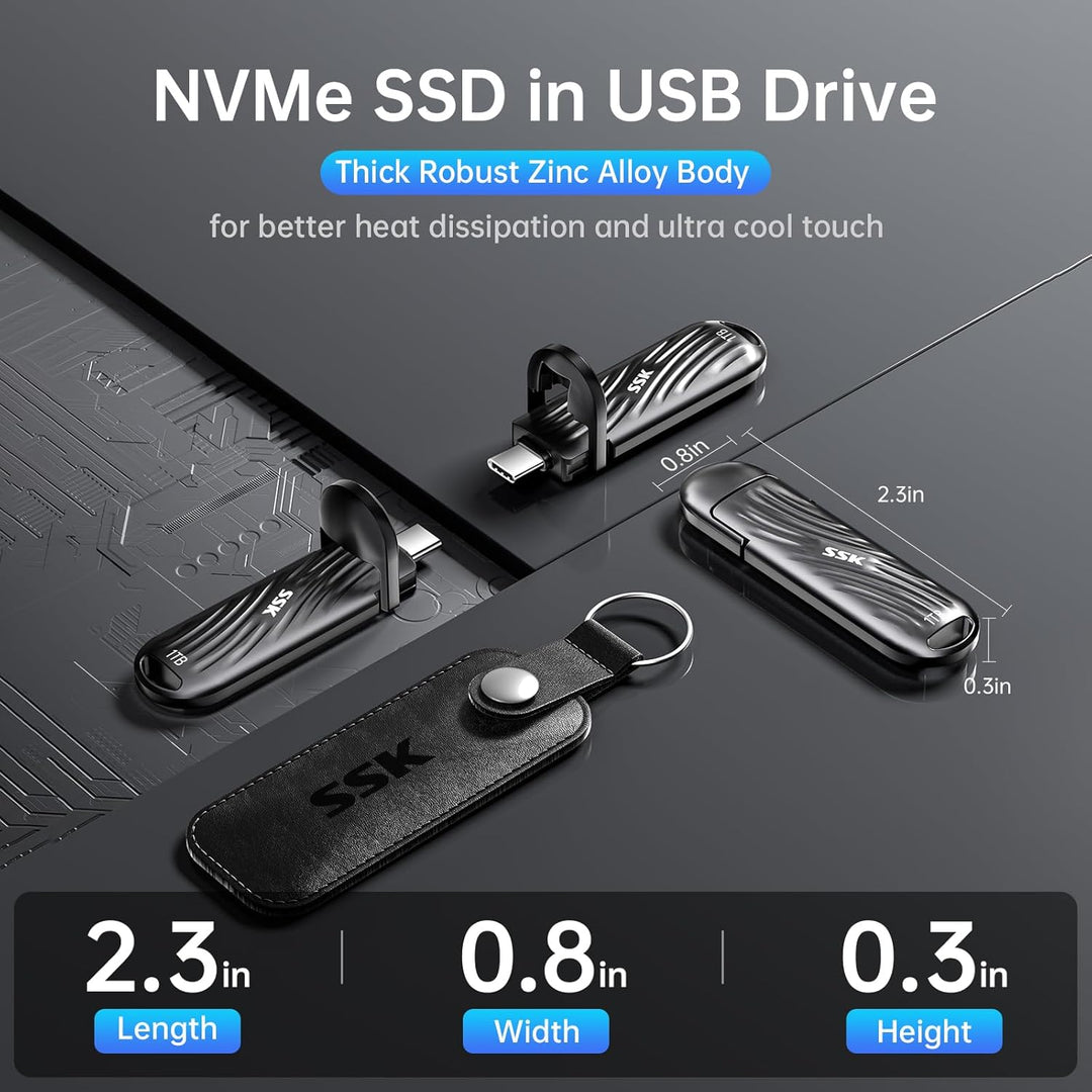 SSK USB 1TB Externe SSD mit bis zu 2000 MB/s, Typ-c Externe Festplatte Solid State Laufwerke USB 3.2