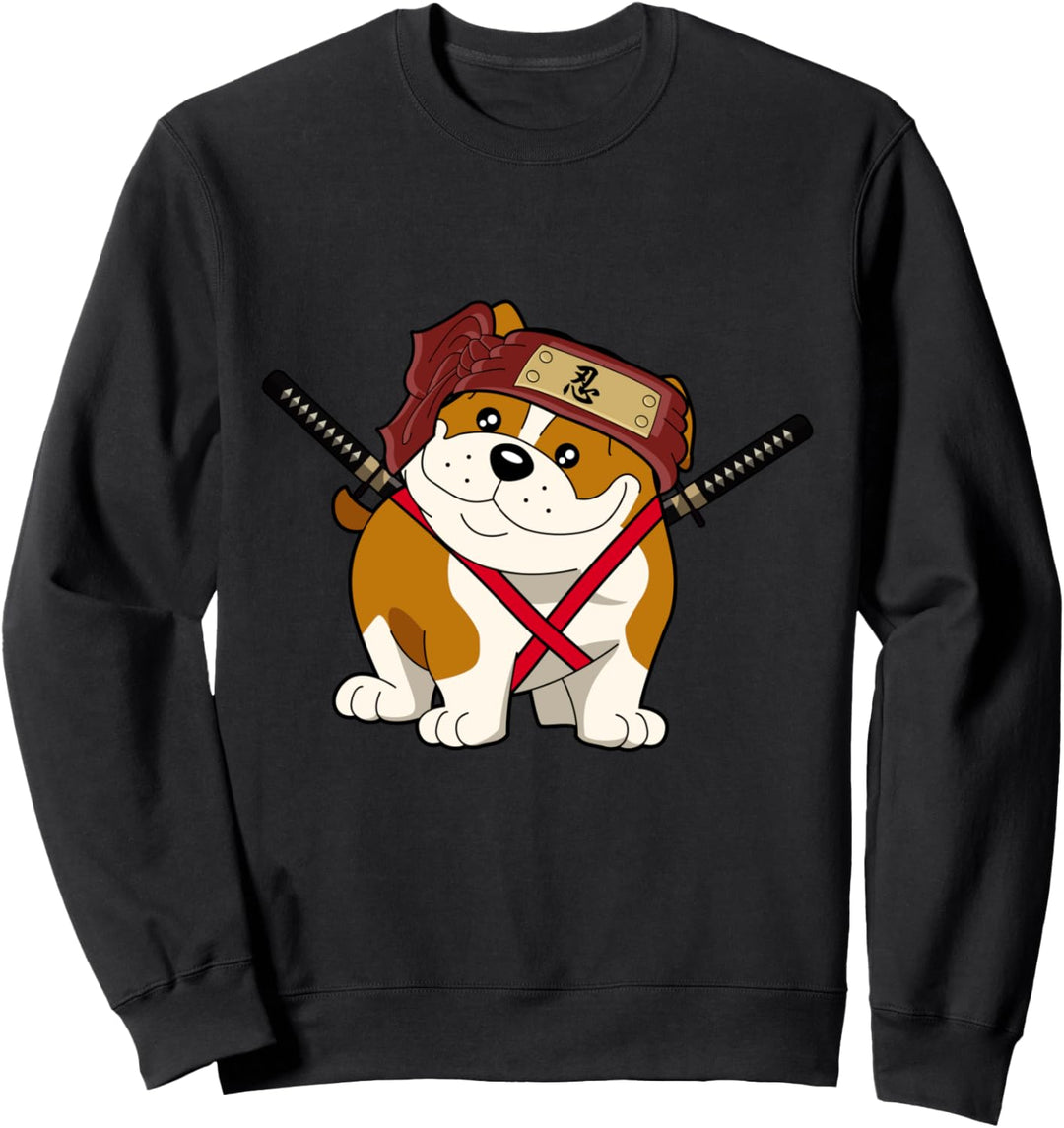 Niedliche japanische Ninja-Bulldogge Hund Sweatshirt