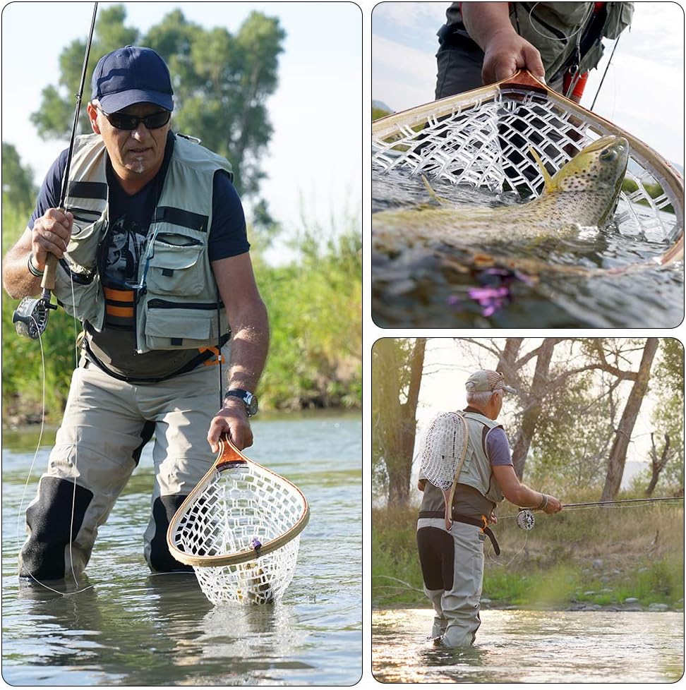 Goture Kescher Angeln,Kescher Angeln Gummiert,Angelkescher mit Magnetischer Verschluss，Unterfangkesc