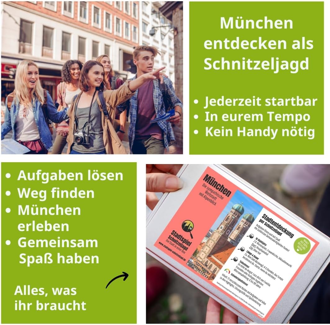 Schnitzeljagd München: Stadtspiel München für Touristen, Familien oder Teamevents. Entdecke München