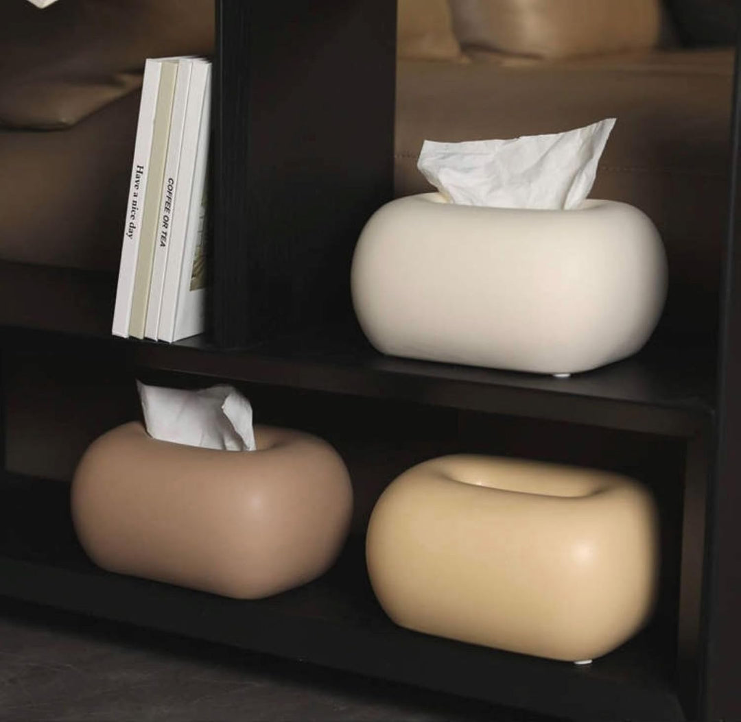 Keramik Kosmetiktücherbox Braun Pastell, moderner Taschentuchspender für Wohnzimmer, Badezimmer und