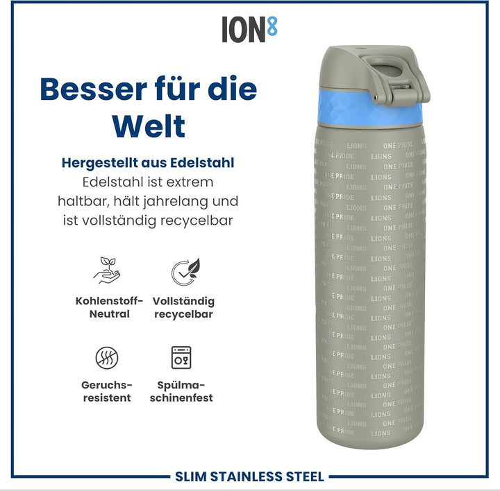 ion8 NFL Edelstahl-Trinkflasche, Auslaufsicher, Einhandöffnung, Sichere Verriegelung, Spülmaschinenf