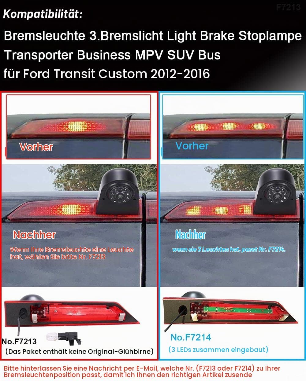 HD Auto Wohnwagen Rückfahrsystem Bremsleuchte Rückfahrkamera Van Dachkamera Einparkkamera Einparkhil