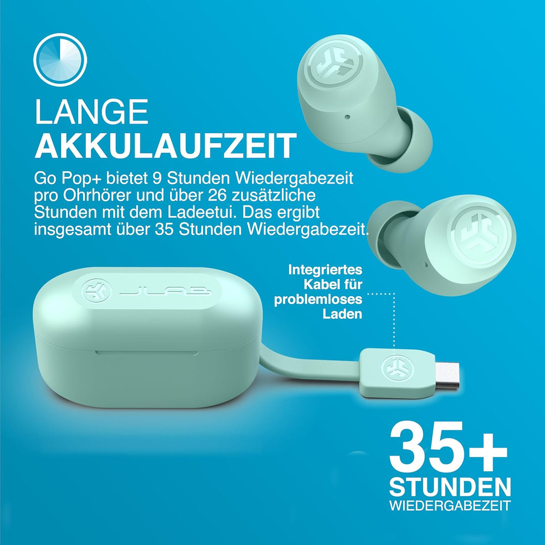 JLab Go Air Pop+ In Ear Kopfhörer kabellos Bluetooth, True Wireless Kopfhörer, 35+ Std. Headphones,