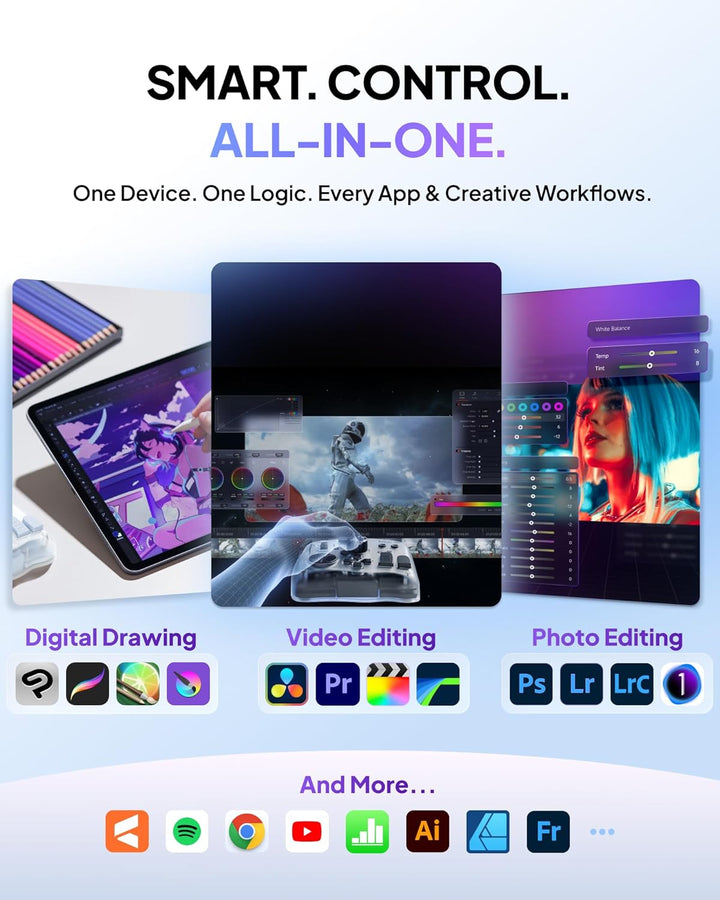 TOUR BOX Elite Plus, iPad-Zeichnen, Bluetooth-Controller für Video- und Foto- Bearbeitung, iPad/Mac/