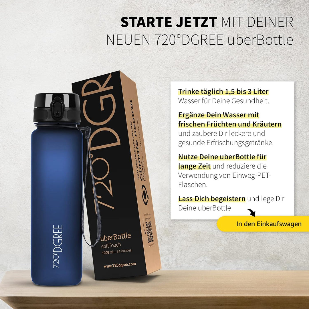 720°DGREE Trinkflasche “uberBottle“ +Sieb - 350ml, 500ml, 650ml, 1000ml, 1,5l, 2l - BPA-Frei - Wasse