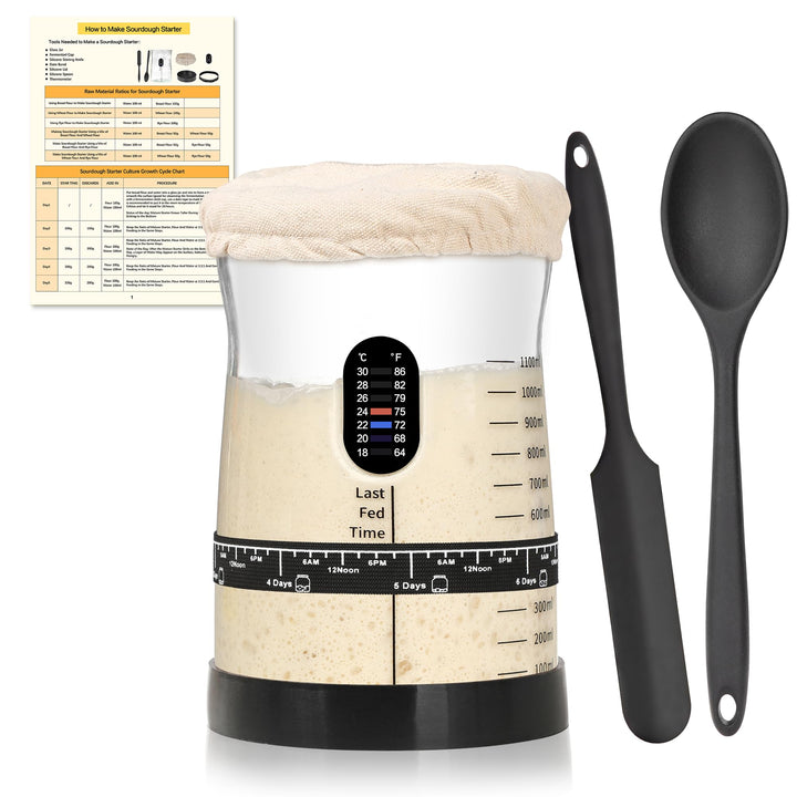 Coco Bird Pro Sauerteig Starter Set – 1,5L Grosses Sauerteig Glas mit 17 Rezepten – Sauerteigstarter