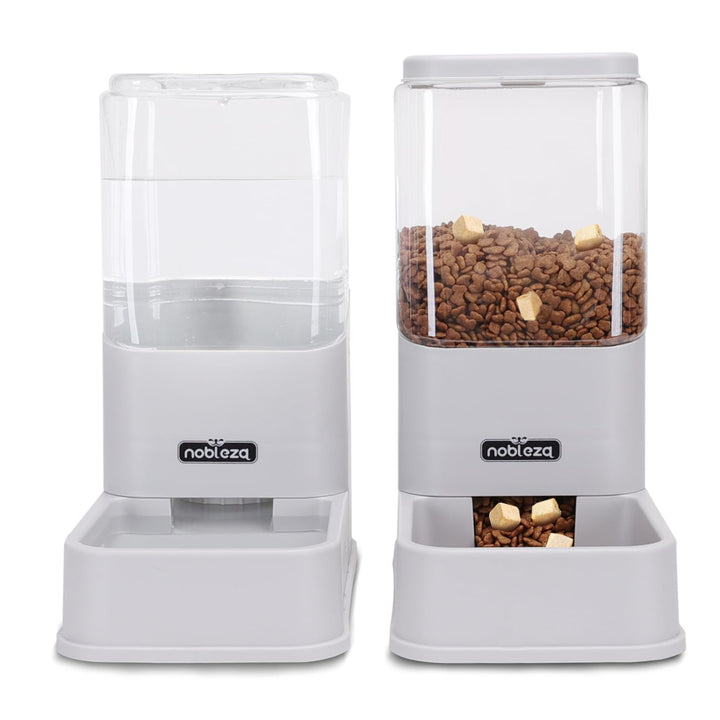Nobleza Wasserspender Futterspender für Katze und Hund, 3.8L Automatischer Trockenfutterspender Wass