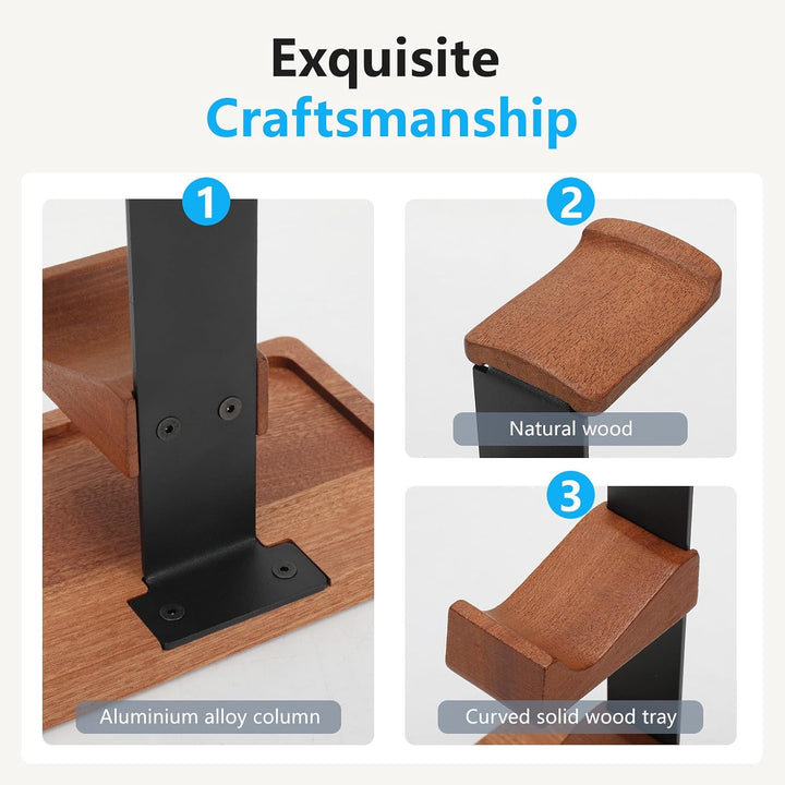 Headset Halterung aus Holz, 2-in-1-Controller-Halter und Kopfhörer-Ständer | Doppelstöckiges Aufbewa