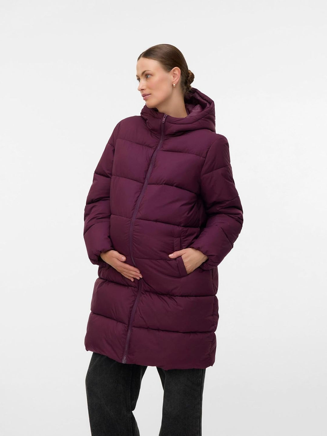 MAMALICIOUS Female Jacke Kapuze Elastische Bündchen Mantel Winetasting XS, Winetasting XS