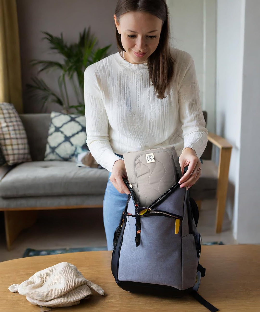 Jubi® Wickelauflage Grau aus Biobaumwolle und ÖkoTex Polyester - Wickelunterlage für unterwegs mit P