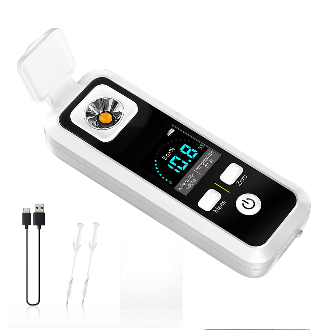 Digitaler Brix Refraktometer, Zucker Refraktometer Bereich 0-32% Brix ±0.2% Präzision Automatische T