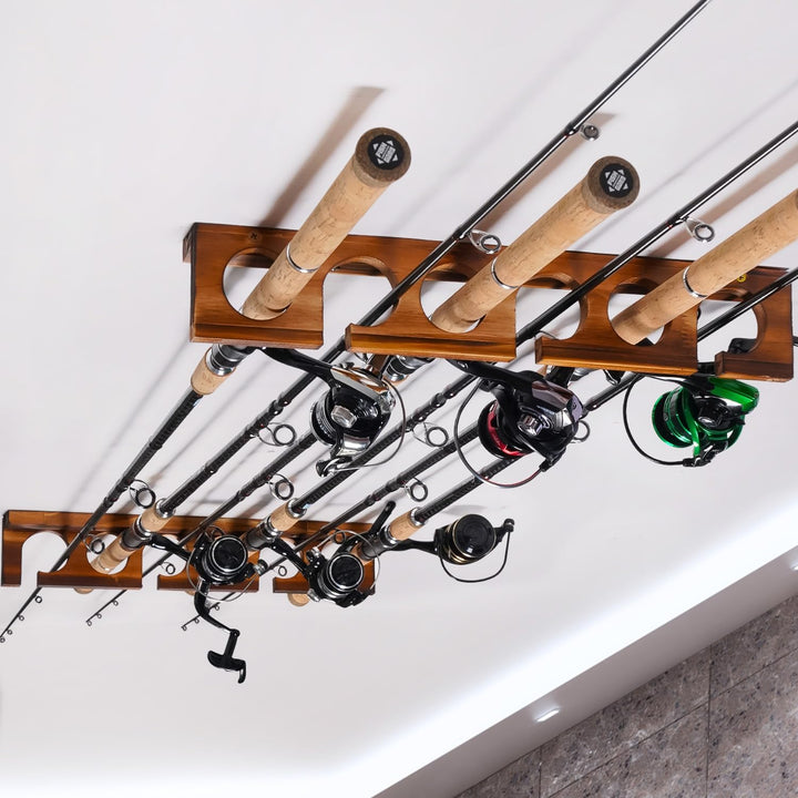 Ghosthorn Rutenhalter für bis zu 12 Ruten-Wand oder Deckenmontage-Rutenständer Angeln für Garage &amp; W