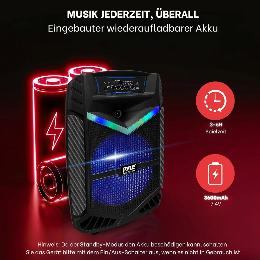 Pyle PA Bluetooth Lautsprecher - Karaoke Maschine mit Karaoke Mikrofon, Musikbox Bluetooth Box, Part